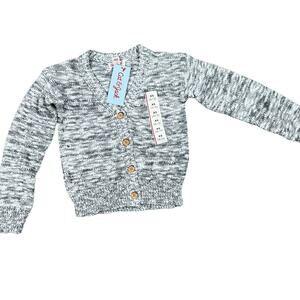 Cat & Jack Girls' Gray and White V-Neck Button-Down Cardigan - Size XS - NWT